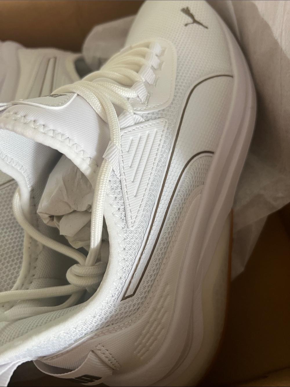 Puma women’s White Mesh & Synthetic Athletic Sneakers